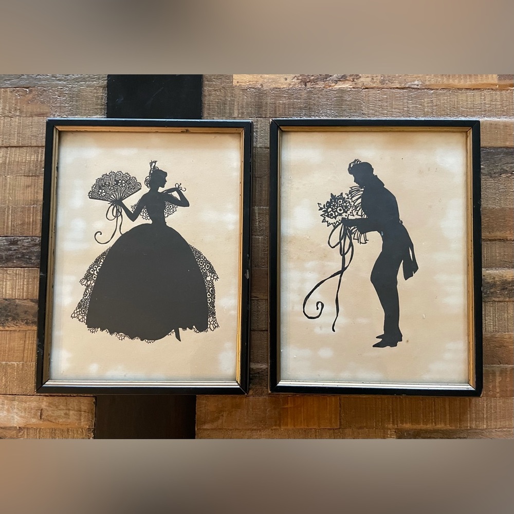 Vintage His & Her Silhouette Framed Pictures